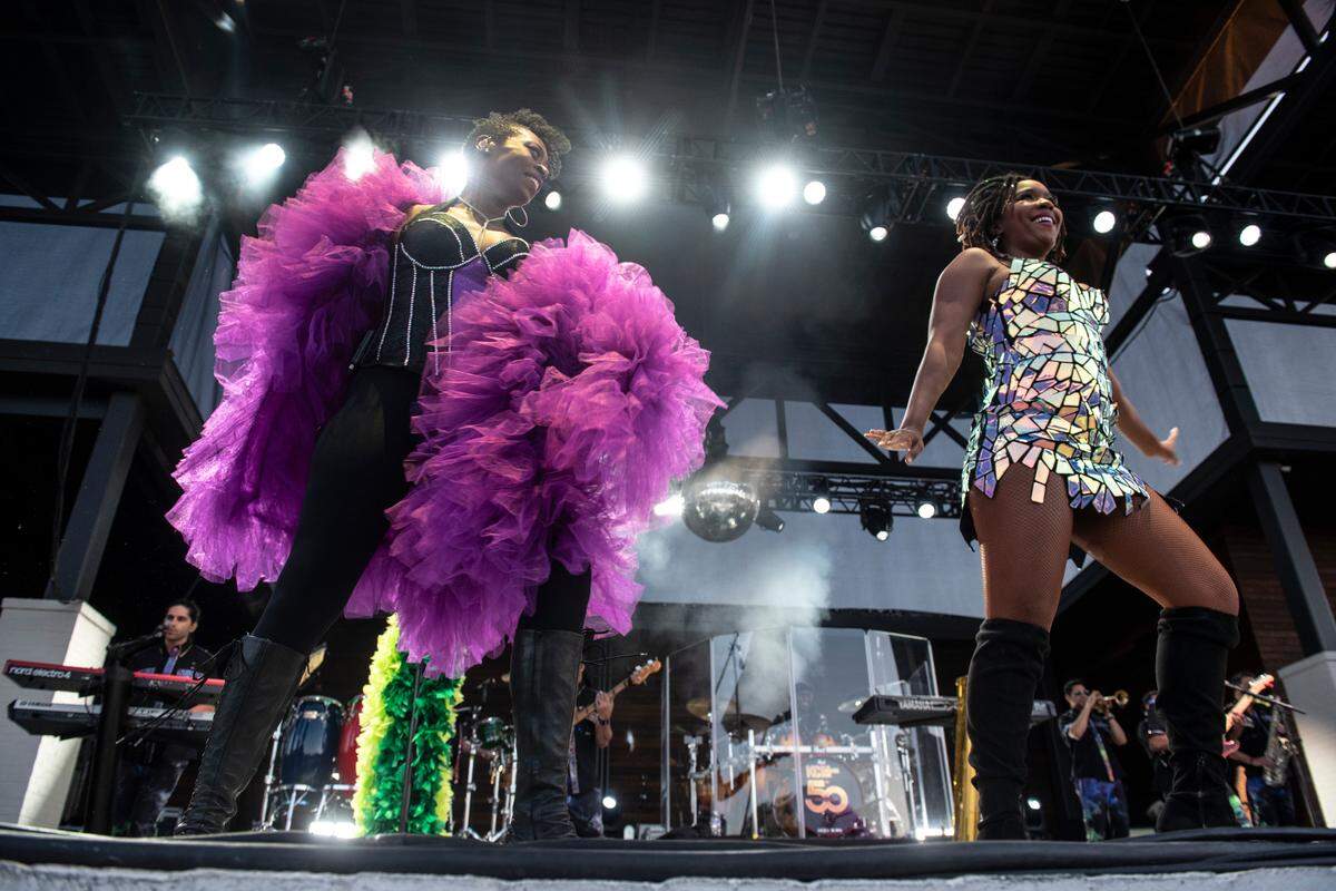 KC and The Sunshine Band performs at the inaugural show at The Sound Amphitheater in Gautier on Friday, April 12, 2024.