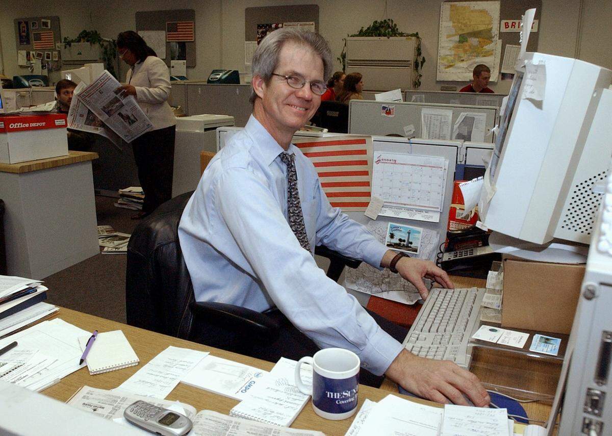 Sun Herald reporter Patrick Peterson, in January 2003, before he was embedded with troops from the Coast who were being deployed to Iraq.