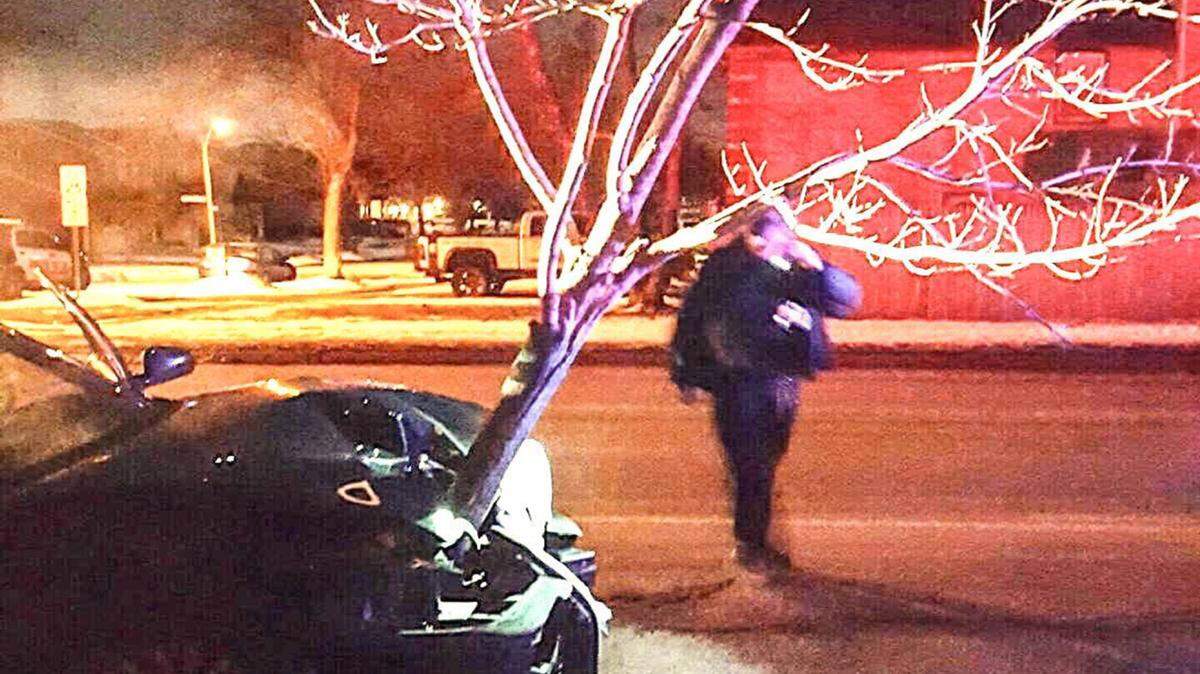 Roselle police recently stopped a car with a tree wedged in its grill. The driver was cited for driving under the influence. (Roselle Police Department)