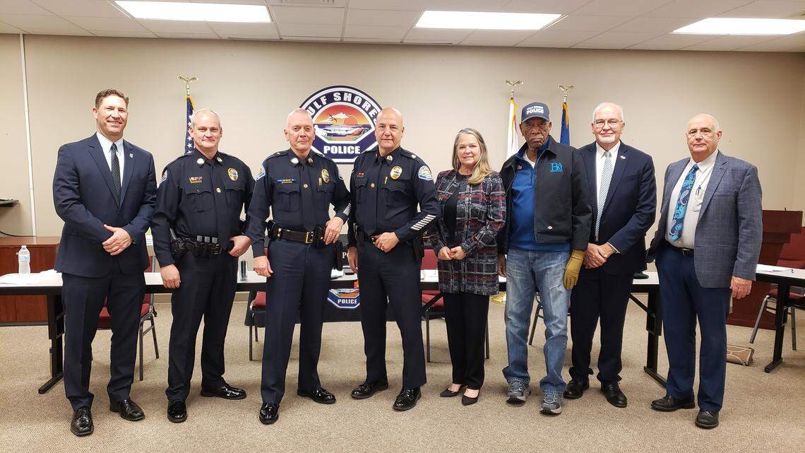 Actor Morgan Freeman took part in an oral board to review applicants interested in joining the Gulf Shores Police Department in Alabama.