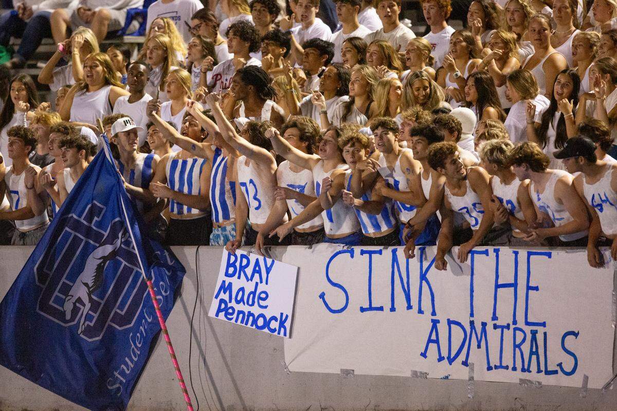 Ocean Springs fans cheer during a game against Gulfport at Milner Stadium in Gulfport on Friday, Oct. 27, 2023. Ocean Springs beat Gulfport 30-7.
