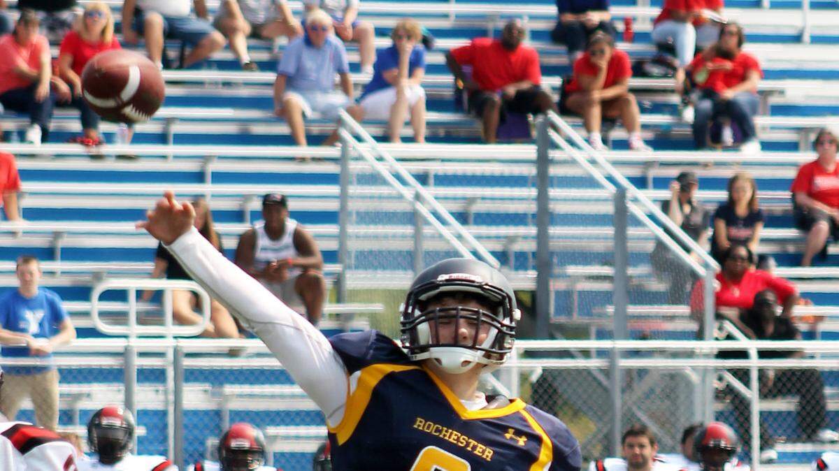 COURTESY ROCHESTER 
 Rochester quarterback Nick Rooney set the NJCAA single-season touchdown record this year with 55.