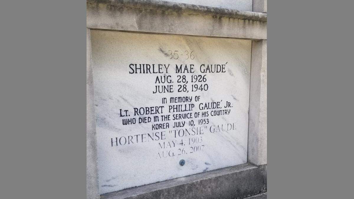 The Gaude marker at Southern Memorial Gardens in Biloxi. First Lt. Robert Phillip Gaude Jr. was reported killed in action on July 10, 1953, while he was flying a combat mission over North Korea. His remains have yet to be recovered.