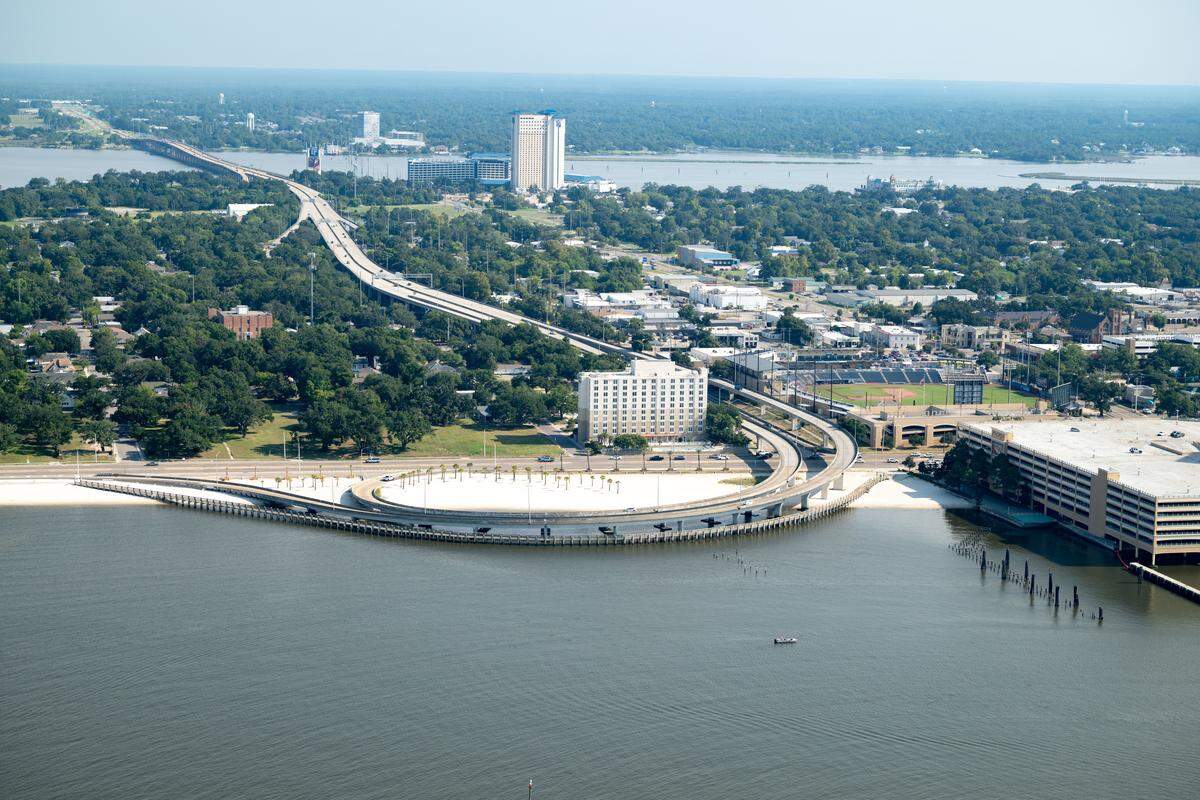 Aerial views of Biloxi during an orientation flight over the Mississippi Gulf Coast on Thursday, Aug. 28, 2025.
