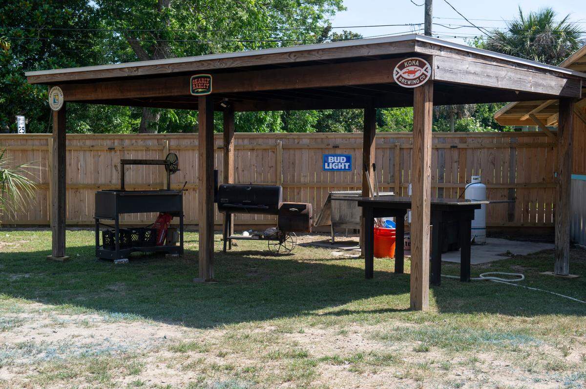 A covered area for a smoker is part of the new Back Yard beer garden in Bay St. Louis. The new hangout will host events like barbecue cookoffs.