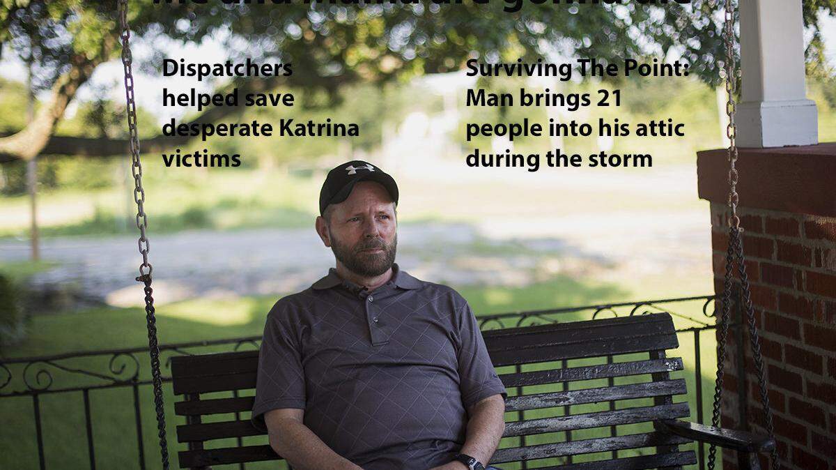 AMANDA McCOY/SUN HERALD
Lou Blomberg and his mother rode out Hurricane Katrina in their home on The Point. As the water rose it washed the home from its foundation, and the two floated down the street while sheltering in the highest point of the home. They survived, eventually stopping in Michael Kovacevich's yard.