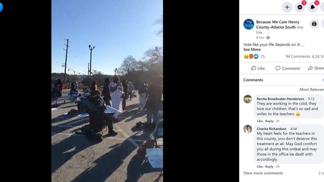 A group of Georgia teachers spent their workday in a school parking lot to protest work conditions and mourn a colleague who died of COVID-19, online video shows.