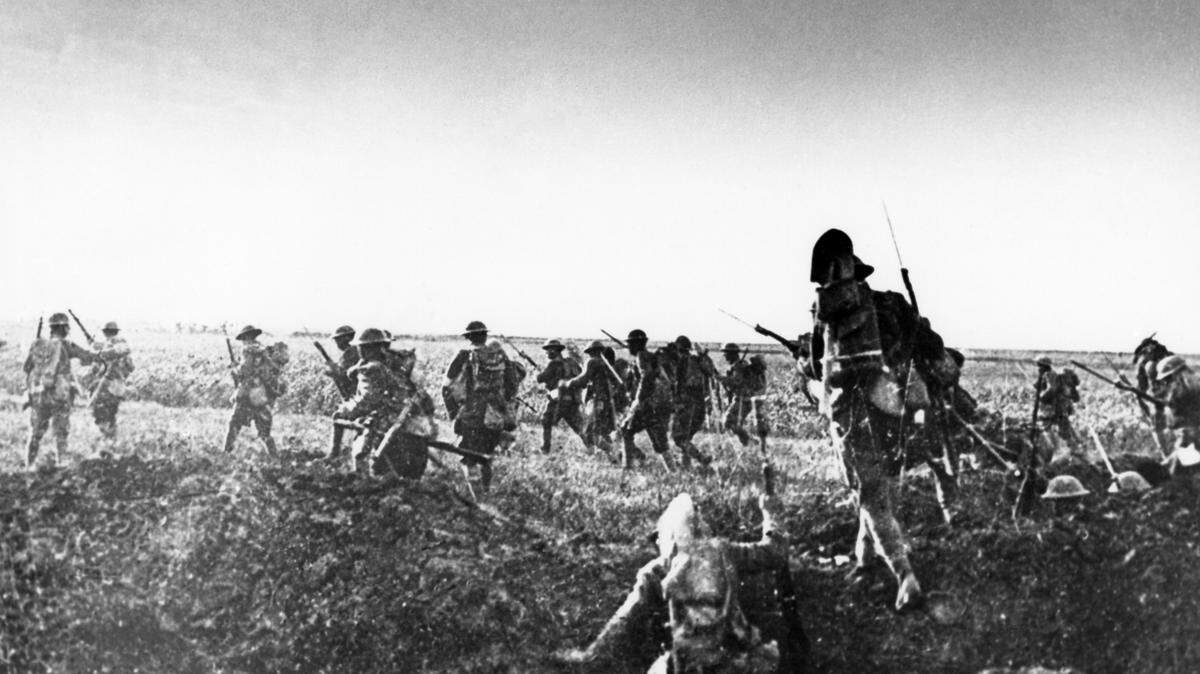 ASSOCIATED PRESS 
 The 28th Infantry Regiment of the First Division, American Expeditionary Forces, goes over the top on May 28, 1918 during the first American offensive of World War I in the battle of Cantigny, France.