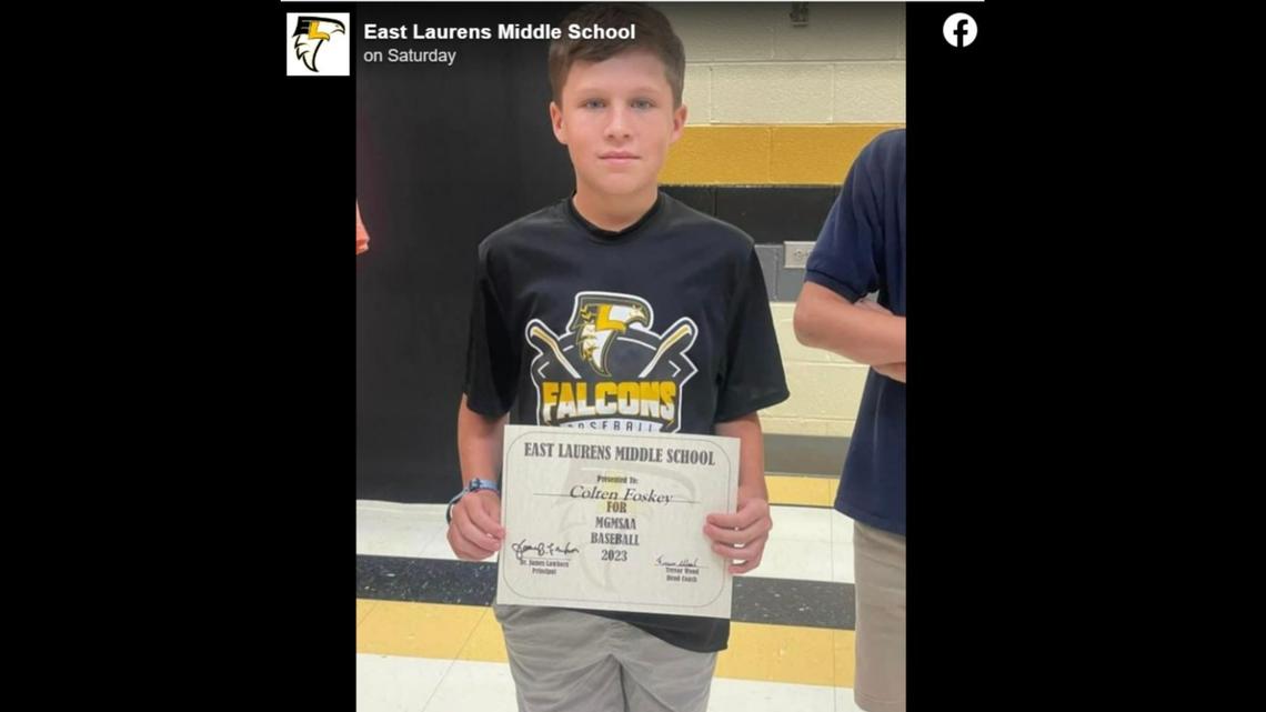 Colten Foskey, 12, died after he was thrown from a boat and trapped underneath when it hit a sandbar on the Oconee River in Georgia, authorities say.