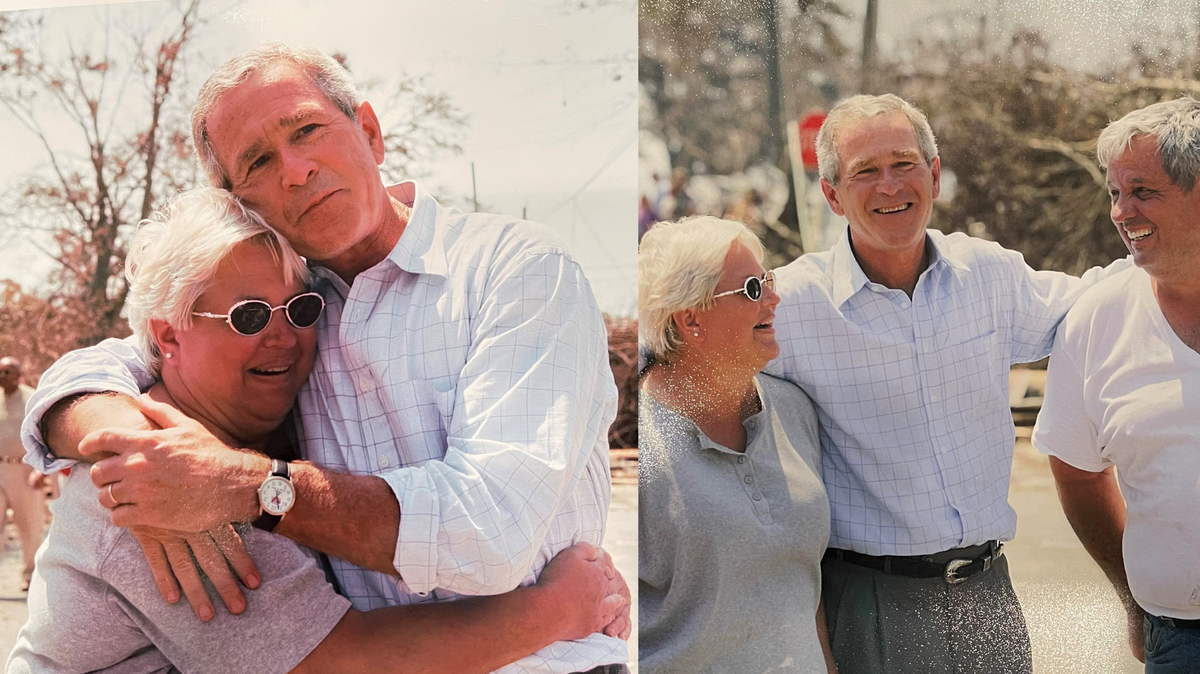 New York Gov. Andrew Cuomo is using the photo on the left to defend himself in a sexual harassment case. But Sandra Patterson, whom Bush consoled in Hurricane Katrina’s aftermath in East Biloxi, says there’s no comparison. Bush visited with her and her husband, Lynn Patterson, right in second photo, while they were digging valuables from the rubble. The president stayed in touch and, with First Lady Laura Bush, visited the family in their rebuilt home on Katrina’s first anniversary.