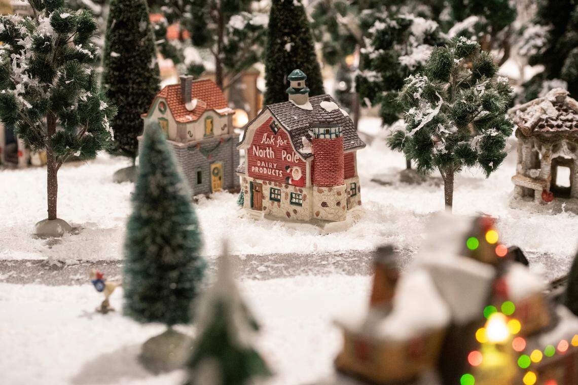 A Christmas themed model train display, which is part of TrainTastic’s Holiday Lights event, at TrainTastic Interactive Model Railroad Museum in Gulfport on Wednesday, Dec. 4, 2024.