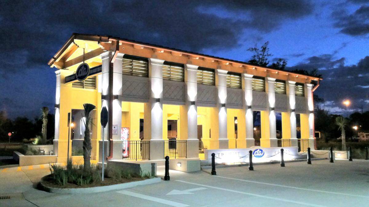 COAST TRANSIT AUTHORITY PHOTO 
 A night view of the D'Iberville Transit Center