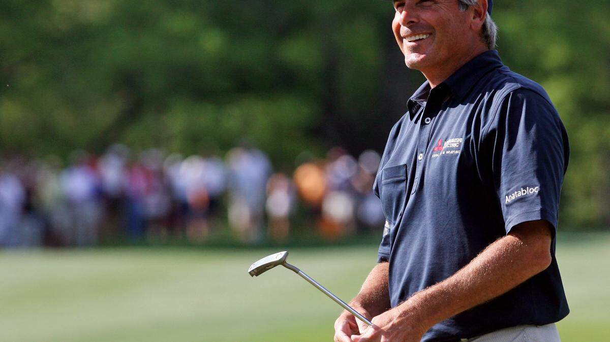JOHN FITZHUGH/SUN HERALD 
 Fred Couples smiles after sinking a birdie putt on No. 18 to win the Mississippi Gulf Resort Classic at Fallen Oak Golf Club in Biloxi on Sunday.