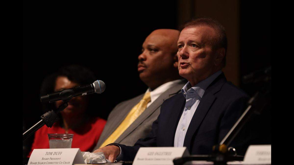 Tom Duff, the president of the Institutions of Higher Learning Board of Trustees, leads a listening session for the presidential search at University of Southern Mississippi on Oct. 3, 2022. Credit: Sean Smith/SM2
