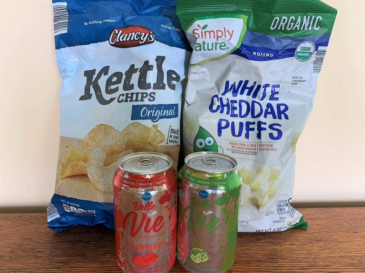 Among the ALDI Fan Favorites this year are organic white cheddar puffs and flavored sparkling waters. Customers vote on their favorite brands each year.