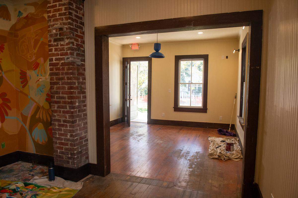 Work continues on The Traveler, a new building at the Walter Anderson Museum of Art, in Ocean Springs.