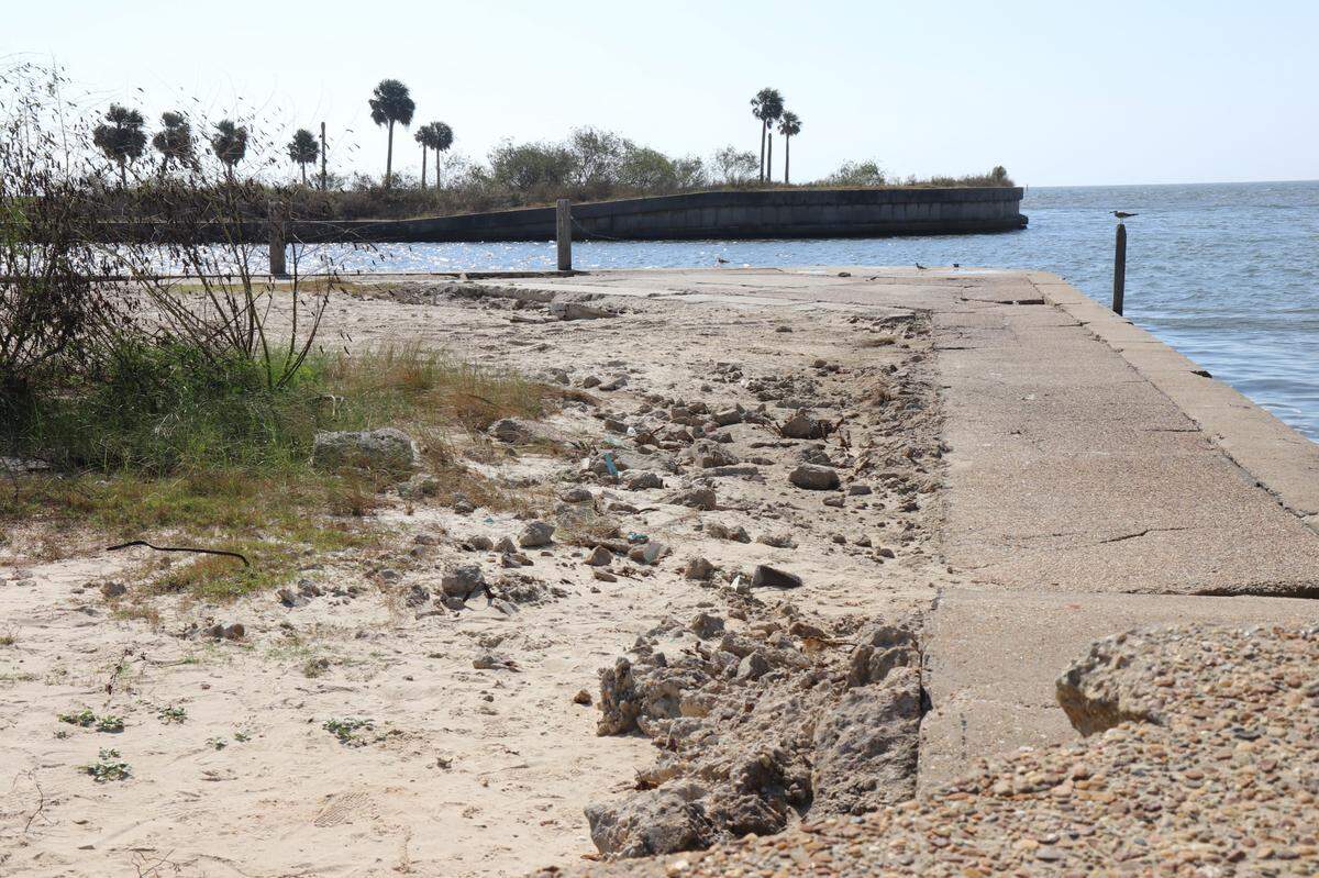 The Broadwater Marina juts out into the Mississippi Sound, south of U.S. 90 and the Broadwater casino site.