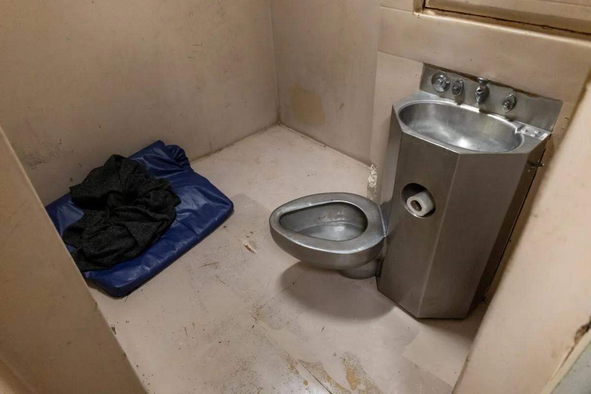 A padded cell used to hold people awaiting psychiatric evaluation and court-ordered treatment at the Adams County jail in Natchez, Mississippi. Lacey Robinette Handjis, a 37-year-old hospice care consultant and mother of two, was found dead in one of the jail’s two padded cells in late August, less than 24 hours after she was booked with no criminal charges to await mental health treatment.