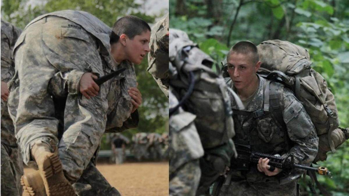 Spec. Nikayla Shodeen and Pfc. Ebony Banks of the U.S. Army 
 Kristen Greist, left, and Shaye Haver, right, became the first female soldiers ever to graduate Ranger School in August 2015. Griest is now the first femal infantry officer.
