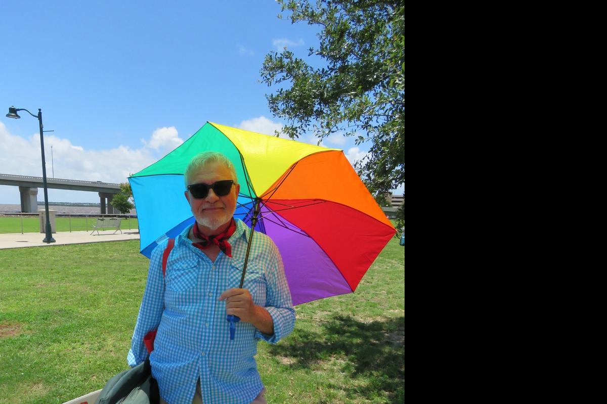 Bill Myers, a veteran of Pride celebrations in Denver and New Orleans and on the Coast, attends Pride in Biloxi on June 26, 2021.