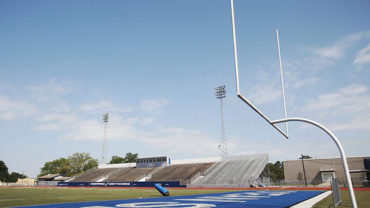 The Ocean Springs School District is looking into the possibility of building a new stadium at the site of the current Greyhound Stadium.