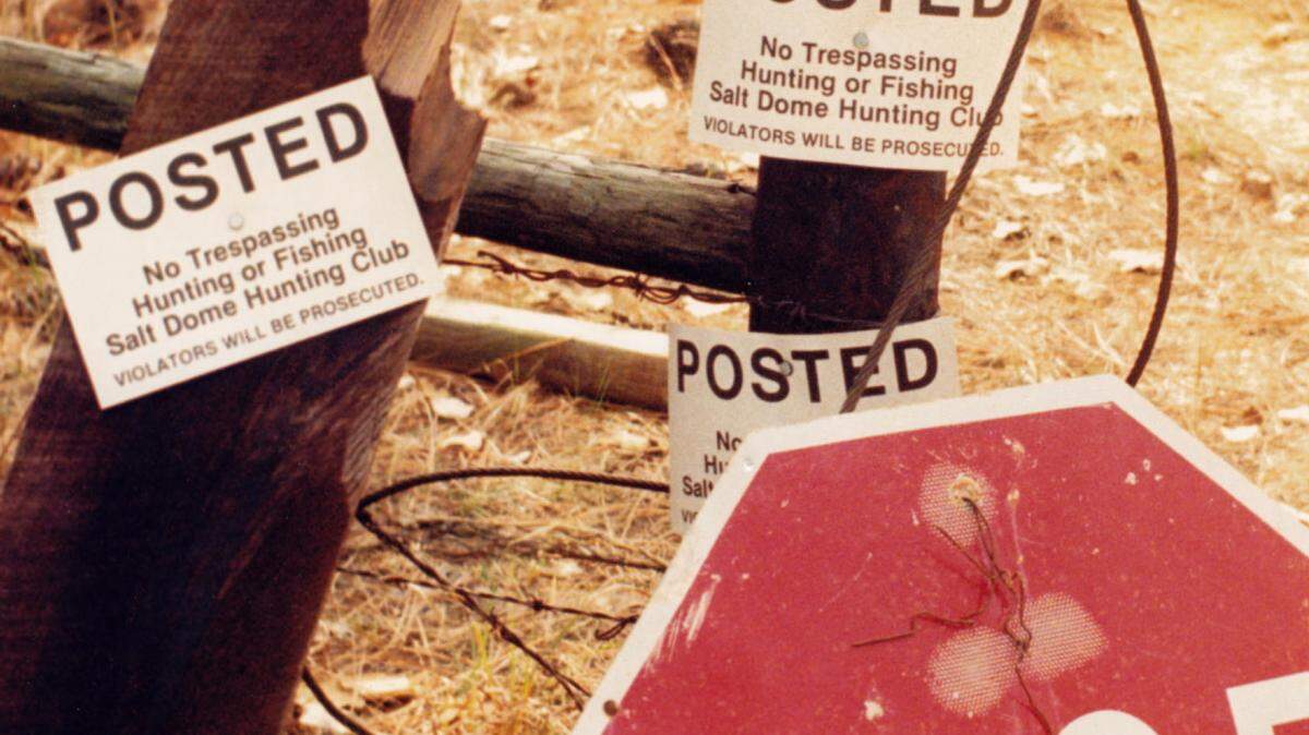 SUN HERALD FILE/1989Signs posted by the Salt Dome Hunting Club warn against entry to the nuclear test site southwest of Hattiesburg. It's been more than 50 years since the U.S. government exploded two nuclear bombs at the site.