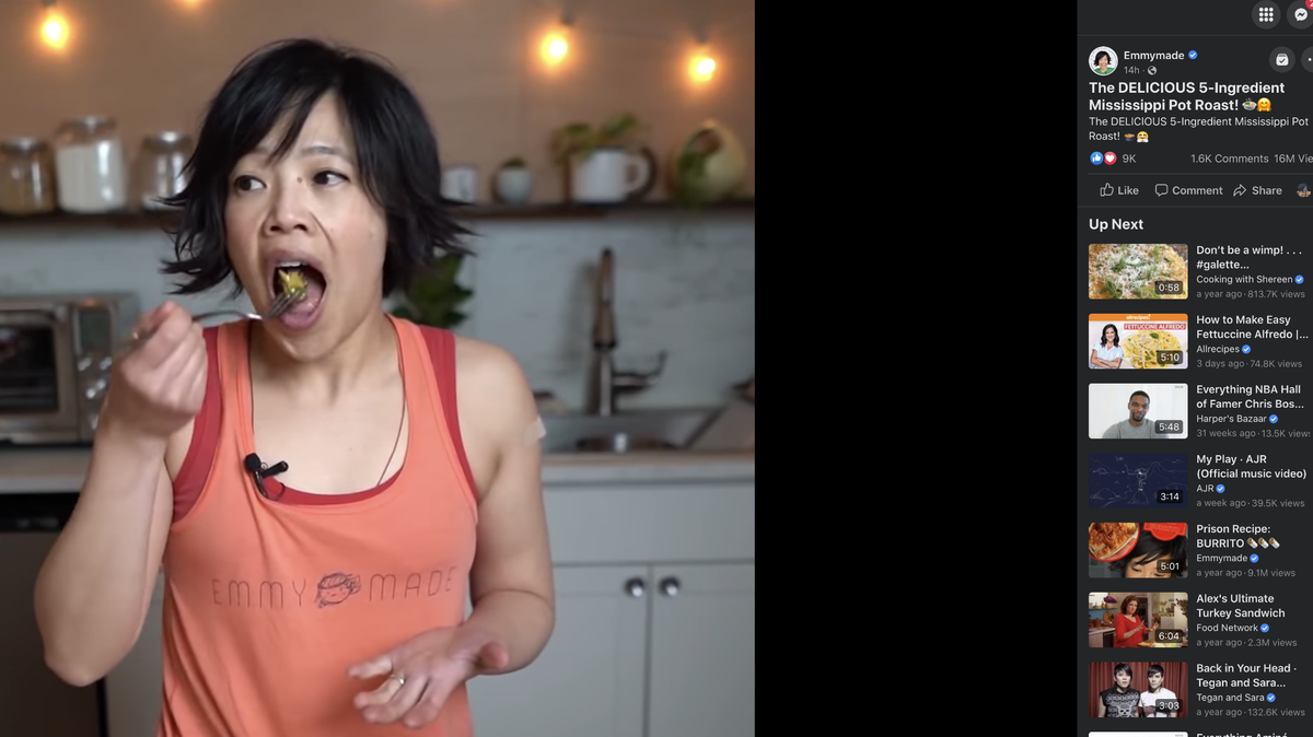 YouTube star and content creator Emmymade cooked the Mississippi pot roast recipe. The video has 16 million views on Facebook.