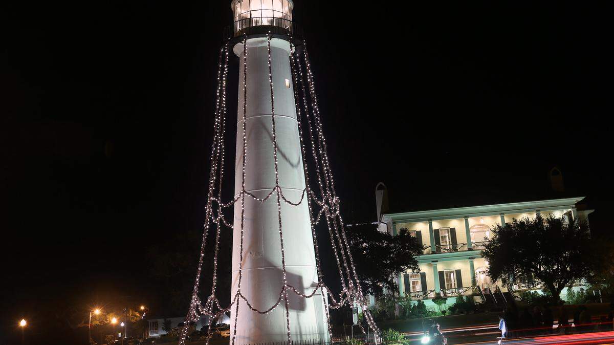 JOHN FITZHUGH/SUN HERALD 
 Christmas lights at Biloxi lighthouse on Thursday Dec. 3, 2015.