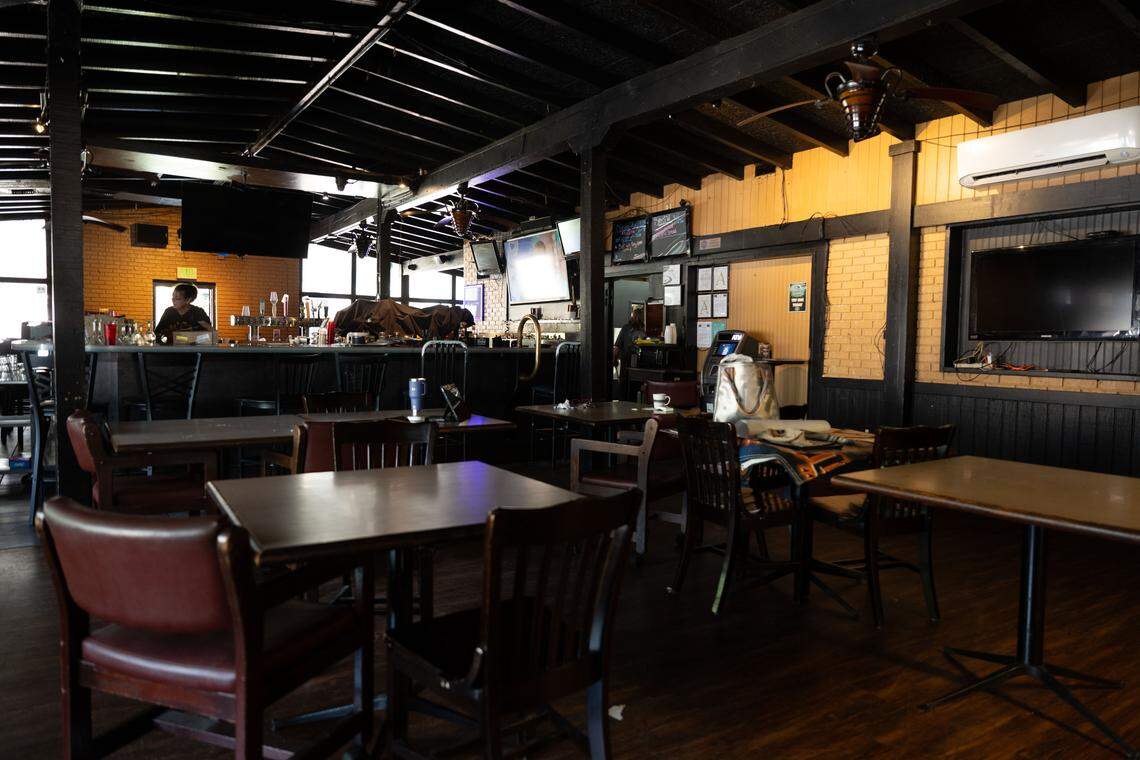 Furniture is packed away inside of Castaways in Ocean Springs on Monday, April 27, 2026.