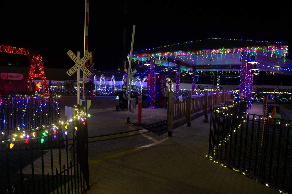 Light displays during a preview night for TrainTastic’s Holiday Lights event at TrainTastic Interactive Model Railroad Museum in Gulfport on Wednesday, Dec. 4, 2024.