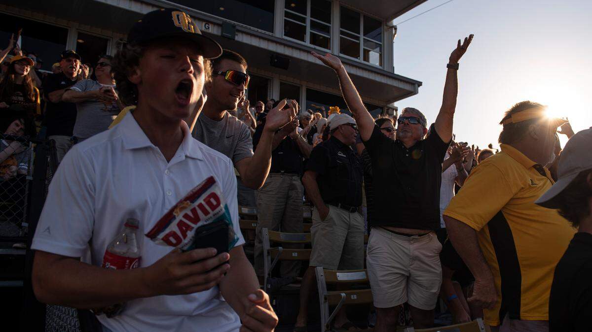 Southern Miss fans cheer after a home run hit during Game Four of NCAA Regionals at Pete Taylor Park in Hattiesburg on Saturday, June 4, 2022.