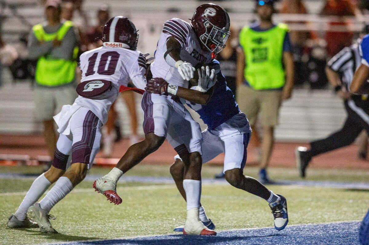 Picayune’s Darrell Smith scores a touchdown during a game between Picayune and Ocean Springs at Greyhound Stadium in Ocean Springs on Friday, Sept. 27, 2024.