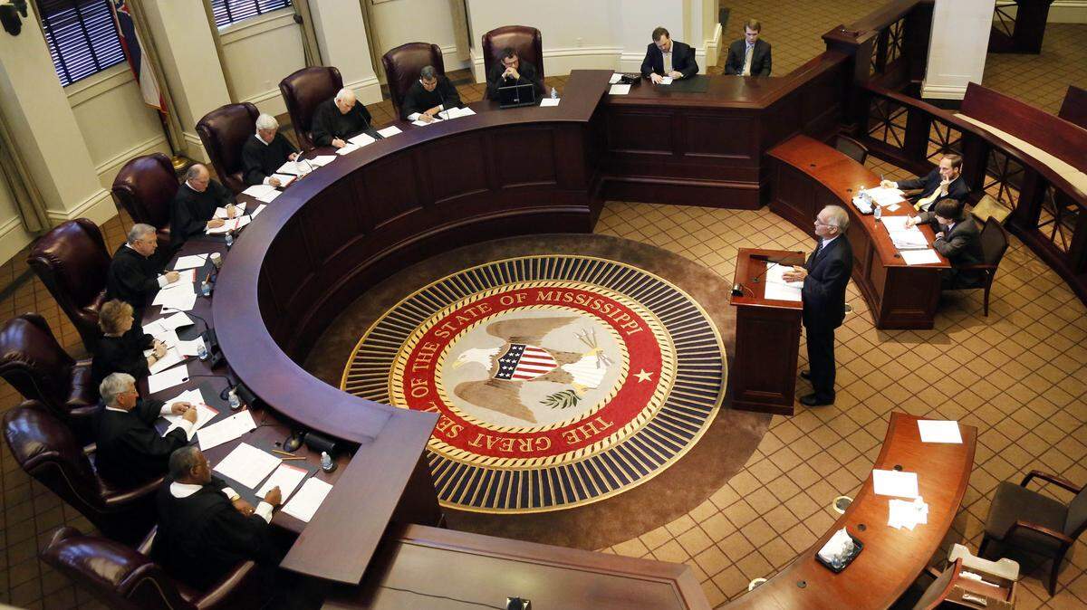 In this Jan. 21, 2015, photograph, oral arguments are held before the Mississippi Supreme Court in Jackson. After 1992, Supreme Court elections became more high-profile.
