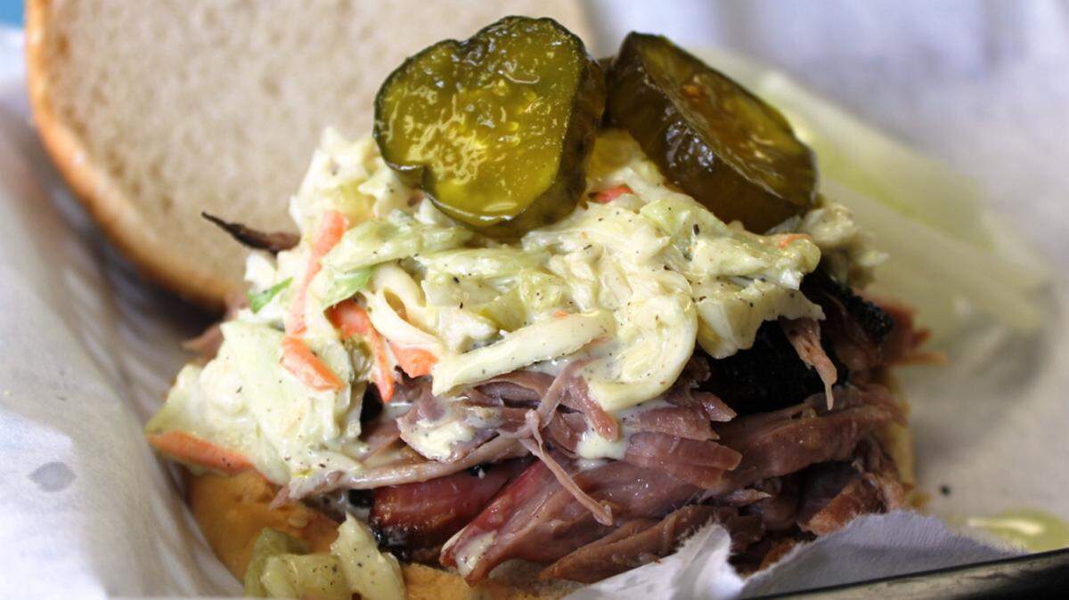 JULIAN BRUNT/SPECIAL TO THE SUN HERALDIn Memphis, they top their barbecue with coleslaw.