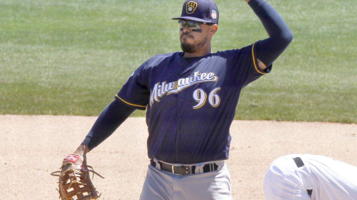 TIM ISBELL/SUN HERALD 
 Nick Ramirez played for the Milwaukee Brewers during exhibition game against the Biloxi Shuckers at MGM Park, Saturday, Apr. 2, 2016.