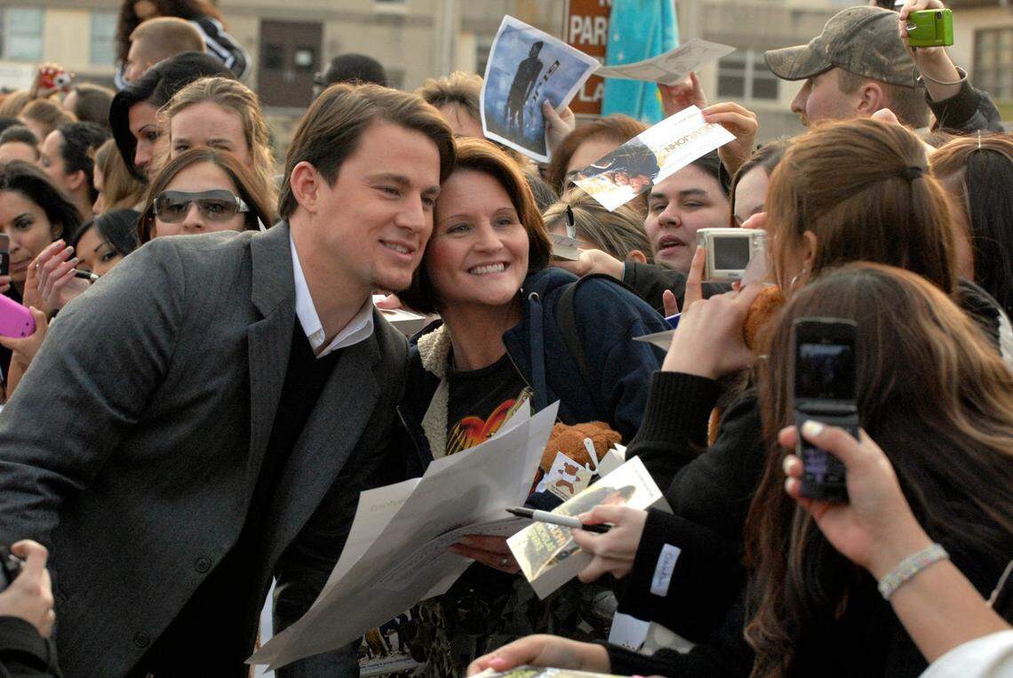 Channing Tatum one of the stars of "Dear John" poses for a picture with Vicky Matthias at the Premiere of "Dear John" in Fort Bragg on Saturday, Jan. 23, 2010.
