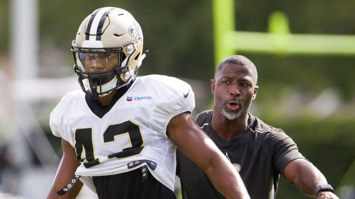 New Orleans second-year safety Marcus Williams practices during training camp in Metairie. Drew Brees has praise for the safety and his work on covering QBs.