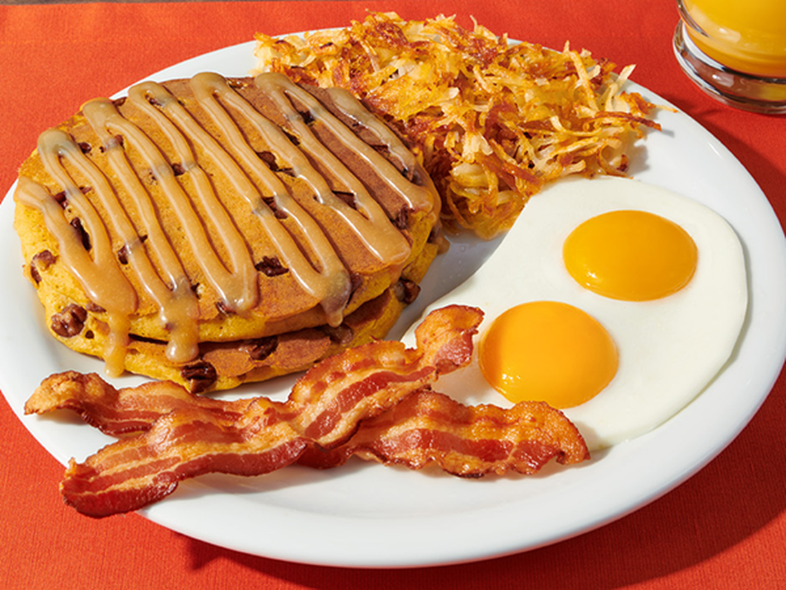 Fans of Denny’s breakfast can order a stack of seasonal pumpkin pecan pancakes starting Wednesday, Aug. 30.