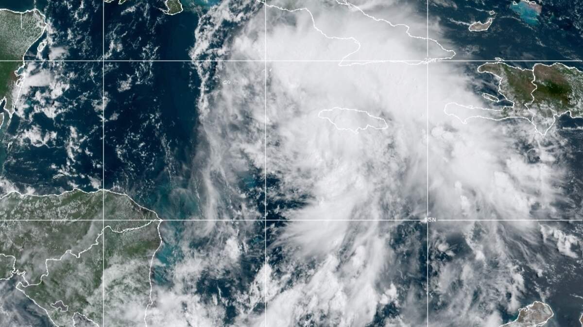 NOAA satellite imagery shows Tropical Depression 9 on Thursday in the Caribbean. The storm is expected to strengthen into Hurricane Ida and is threatening the northern Gulf with a landfall Sunday.