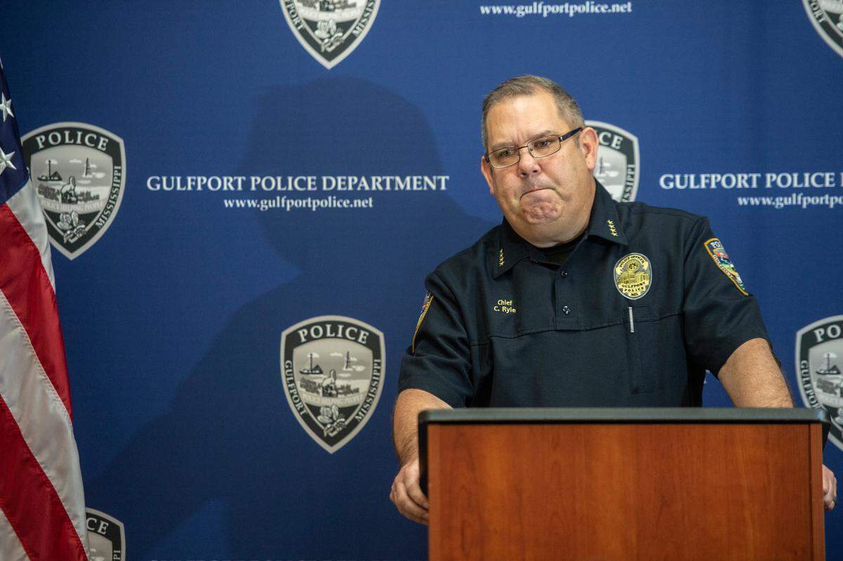 Gulfport Police Chief Chris Ryle encourages those with information on a shooting that occured at a New Years’ Eve house party to contact the Gulfport police department during a press conference at the Gulfport Police Department on Saturday, Jan. 1, 2021.