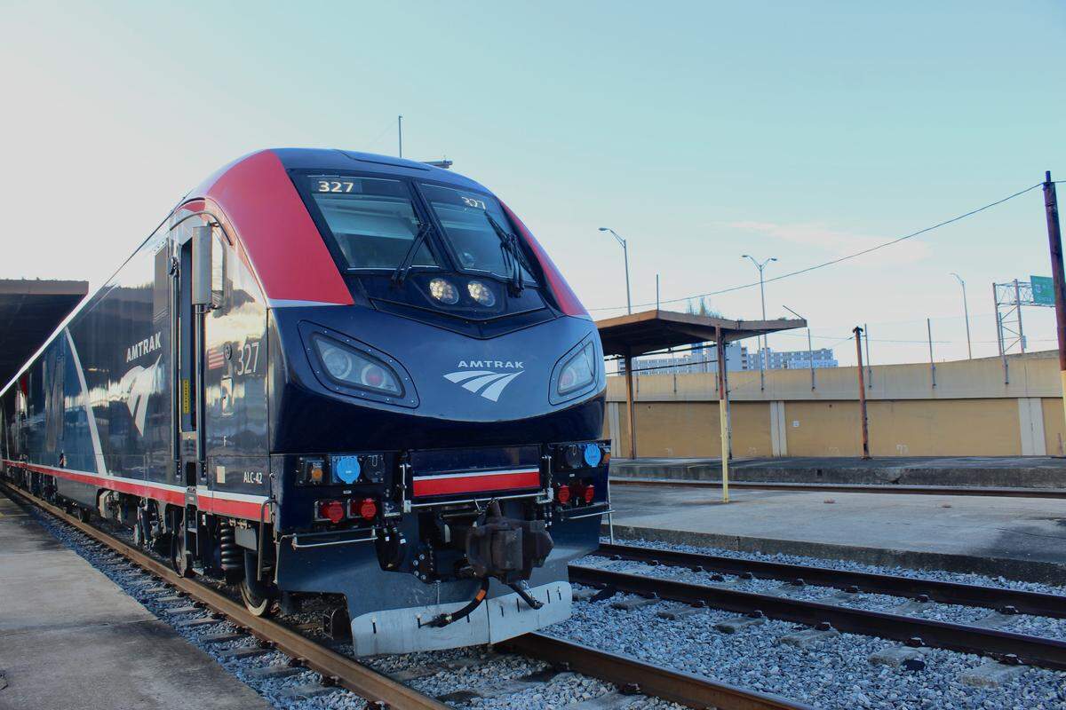 The Amtrak Mardi Gras Service train takes about four hours from New Orleans to Mobile, reaching speeds of up to 80 mph.