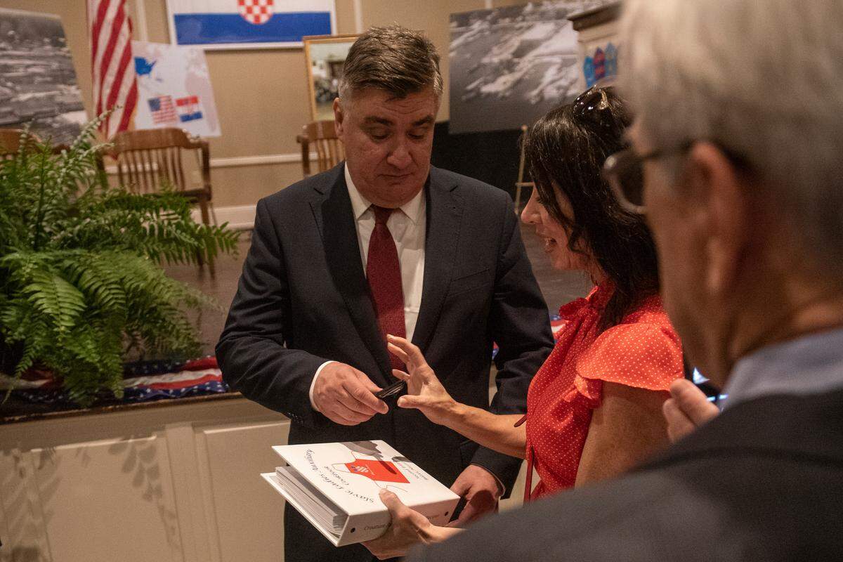 Croatian President Zoran Milanović greets members of the Croatian American Cultural Center during the president’s visit to the Croatian American Cultural Center in Biloxi, Miss. on Friday, Sept. 22, 2023.