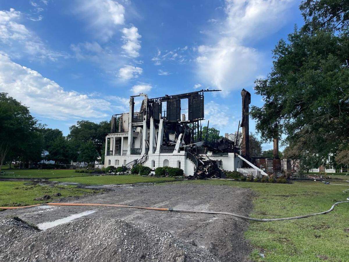 The Nottoway Plantation in White Castle, near Baton Rouge, was destroyed in a fire on Thursday, May 15, 2025.