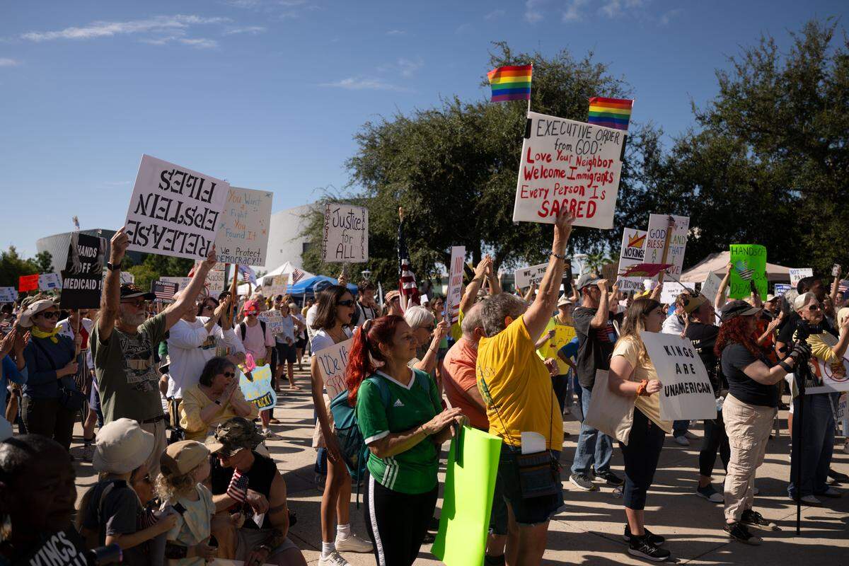 Protesters gather at the Dan M. Russell Courthouse Saturday. 