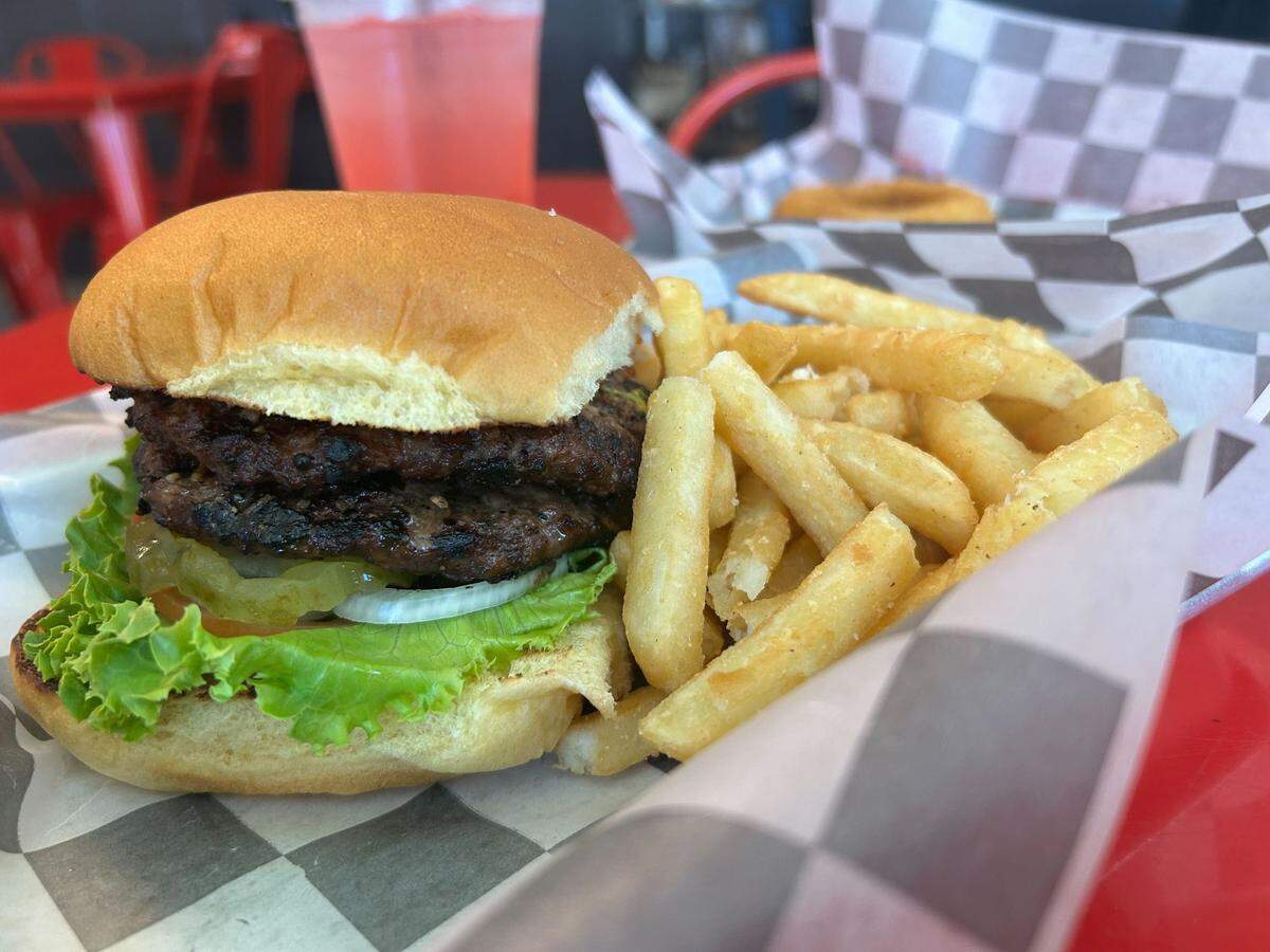 The Luckies Diner Choice Burger at Luckies Diner in Vancleave, Mississippi.