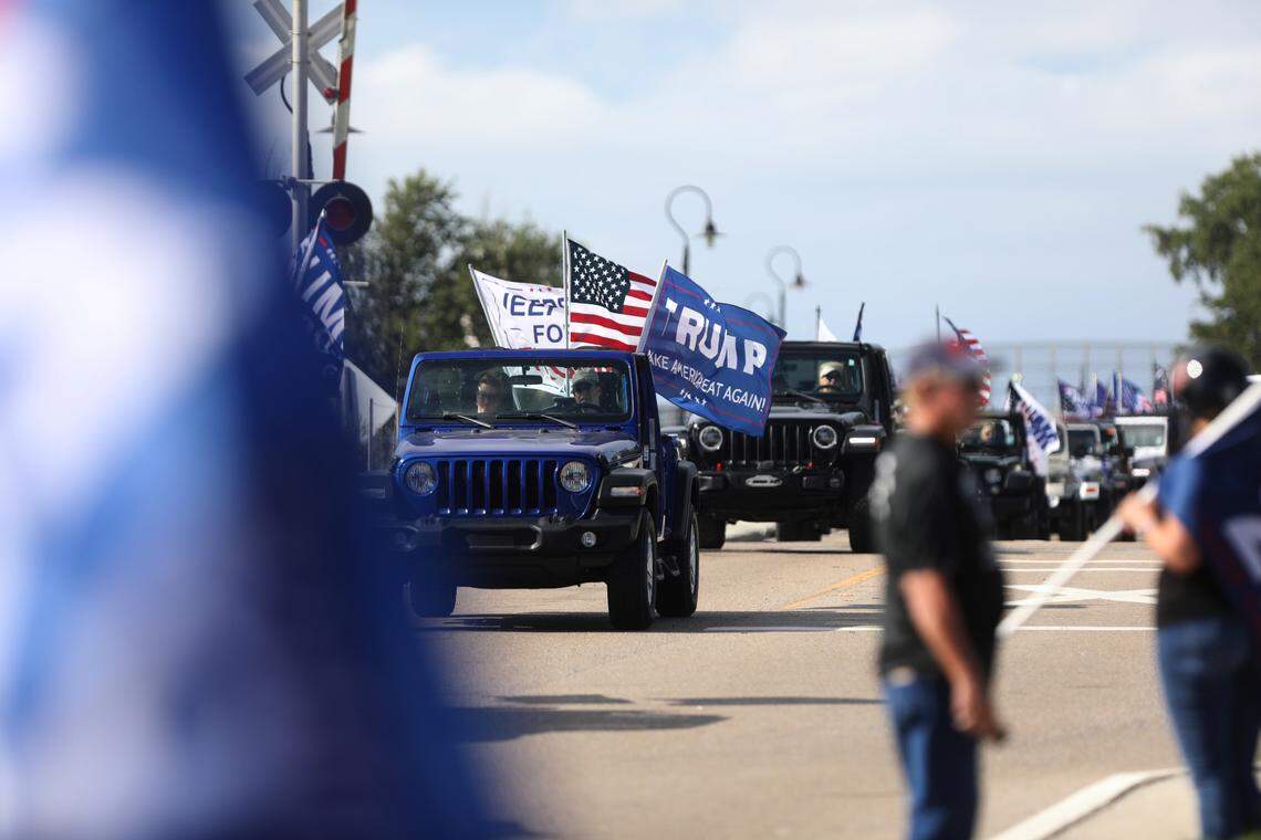 Hundreds of people participated in a Jeep parade supporting President Donald Trump in Bay St. Louis, Mississippi, on Saturday, Sept. 12, 2020.