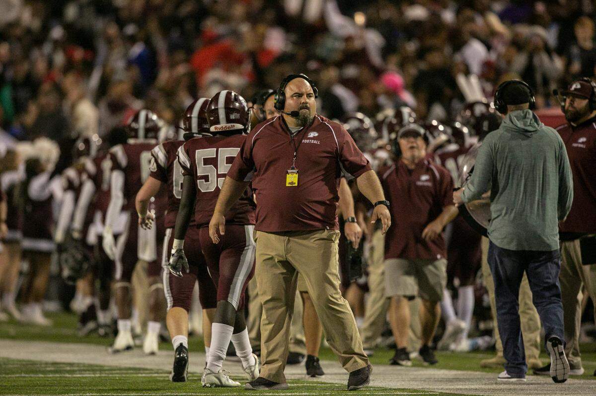 Picayune Coach Cody Stogner during the 5A State Championship game at M.M. Roberts Stadium in Hattiesburg on Saturday, Dec. 4, 2021.