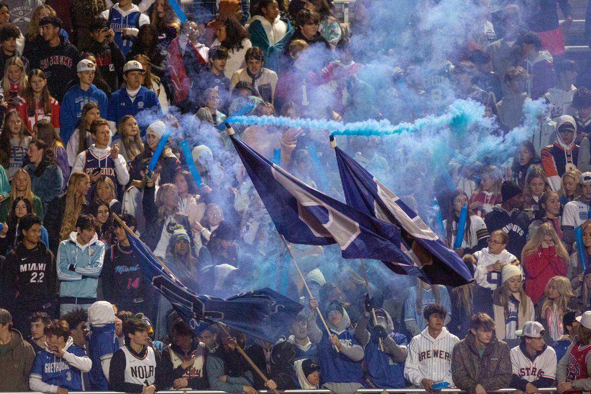 Ocean Springs’ student section during a 6A playoff game at Greyhound Stadium in Ocean Springs on Friday, Nov. 18, 2022.