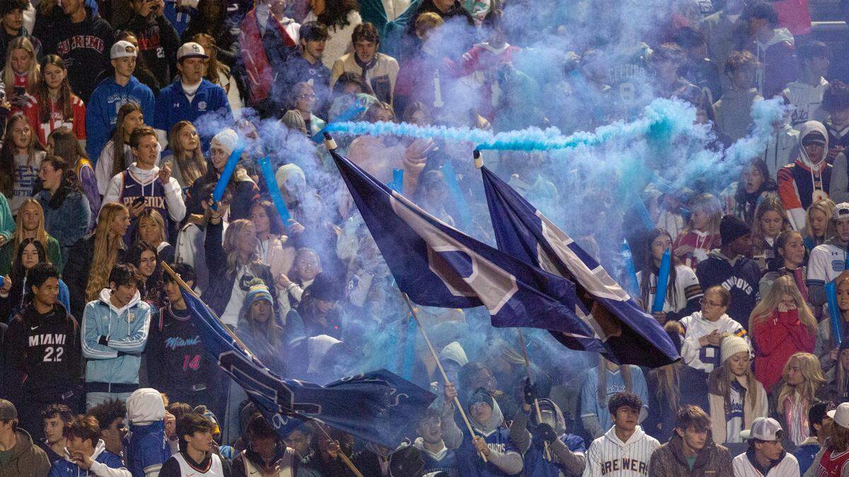 Ocean Springs’ student section during a 6A playoff game at Greyhound Stadium in Ocean Springs on Friday, Nov. 18, 2022.