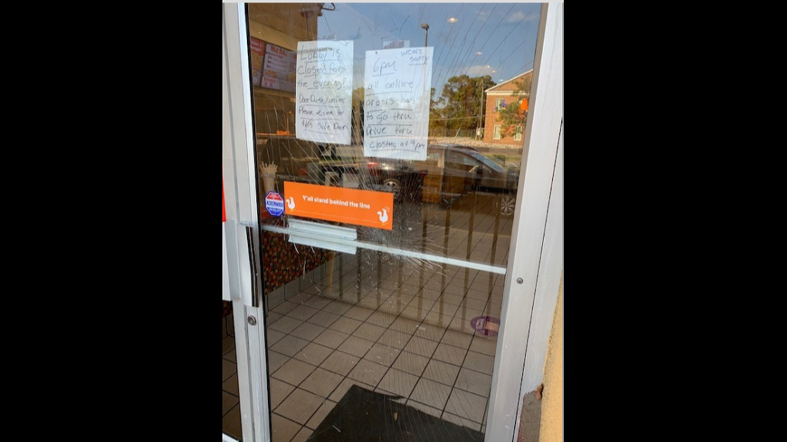 A Popeyes customer smashed the front door of a Virginia restaurant after having to wait on his chicken sandwich order, authorities say.